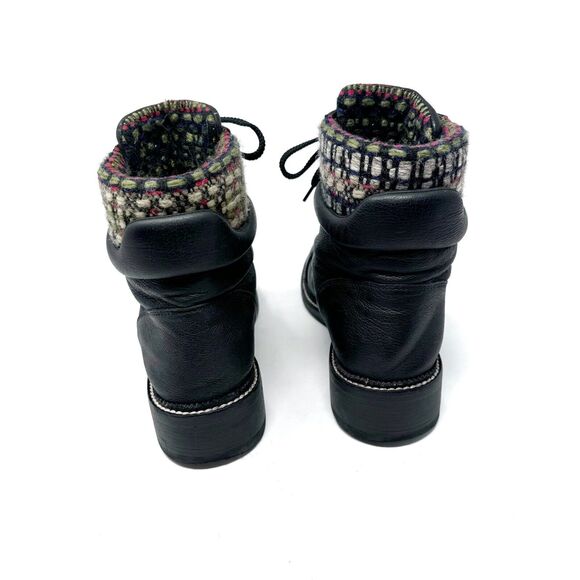 CHANEL Black Leather Tweed Combat Boots – Lace-Up – EU 40.5 - Picture 7 of 15